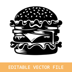 burger illustration, outline, silhouettes