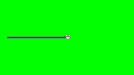 Animation of loading progress bar with cat paw shape in green screen background