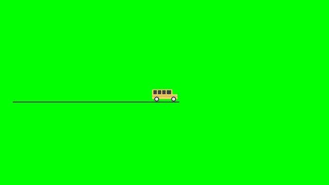 Animation of loading progress bar with bus shape in green screen background