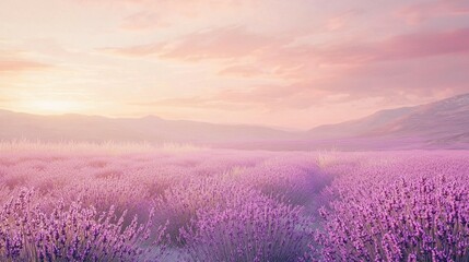 Obraz premium Sunset Lavender Field Landscape