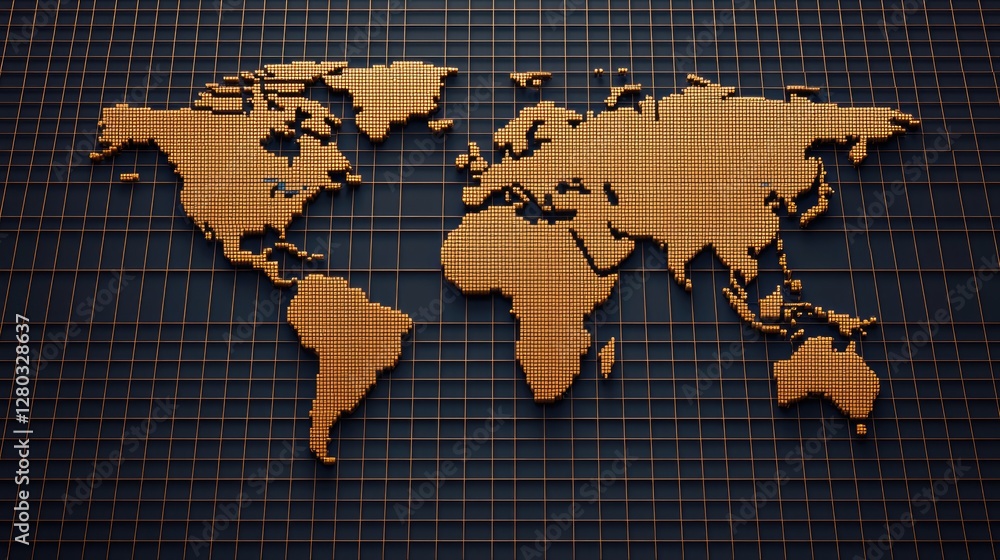 Poster visualizing global data trends interactive world map digital interface modern design high-tech envir