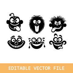 Cartoon character mouth face expression comic emotion cute concept line art illustrations et