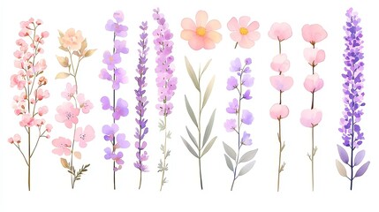 Fototapeta premium Herbal Art Journal Pages, Colorful watercolor illustrations of herbs, detailed notes, and pressed flower designs, perfect for creative projects and botanical studies.