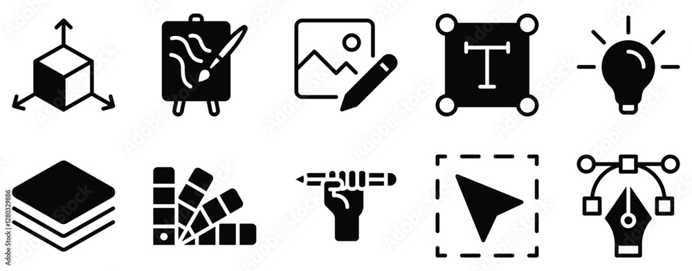 Fototapete graphic design icon set creative solid style collection for art and visual communication.