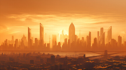 Obraz premium Dusty cityscape at sunset