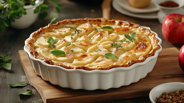 Apple Tart on Wooden Board (2)