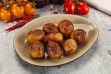 Baked baby potato in the bowl