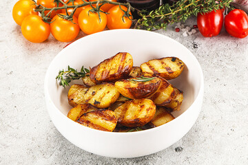 Grilled young small baby potato