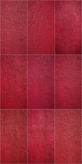 Fototapeta premium A red carpet with a pattern of red squares. The carpet is made up of nine squares, each with a different shade of red. The overall effect is a vibrant and eye-catching design