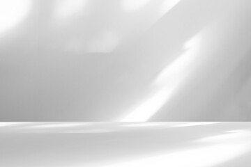 Abstract white studio room with light and shadow from window background for product display presentation