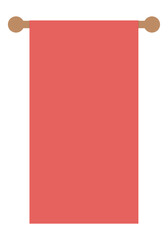 Red Hanging Banner Isolated on White. Can be used as a Text Frame.