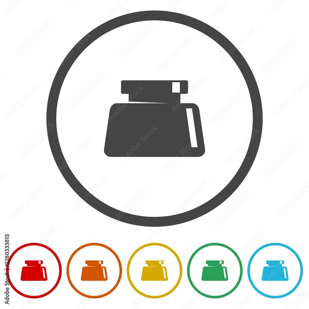 Poster ink bottle icon. set icons in color circle buttons