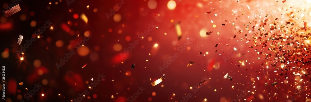 Poster colorful confetti and shimmering particles creating a festive and celebratory background burst with 