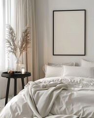 Modern Luxury Home Interior Bedroom Design with Mockup Frame , Wall Poster (3d Render)