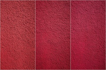 Fototapeta premium Three different shades of red are shown on a carpet. The carpet is red and has a fuzzy texture