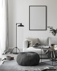 Modern Luxury Home Interior Bedroom Design with Mockup Frame , Wall Poster (3d Render)