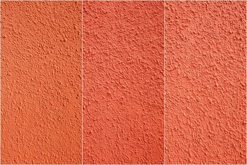 Three different shades of orange are shown side by side. The colors are light, medium, and dark. Concept of warmth and coziness, as if the viewer is looking at a room with orange walls