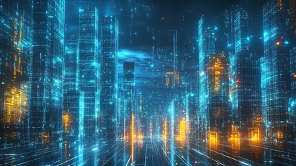 Neon Cityscape: A Futuristic Metropolis at Night