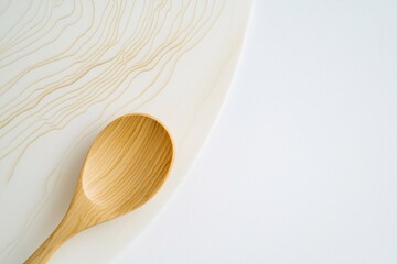 A handcrafted maple spoon with a smooth finish elegantly displays its unique grain patterns against a clean white background, ideal for culinary enthusiasts.