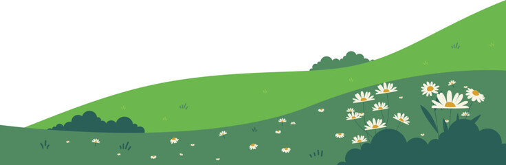 Green Hill with Daisies