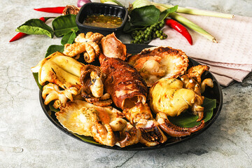 Asian grilled seafood mix plate