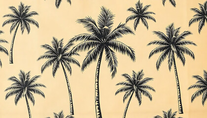 intage Palm Tree Pattern, Tropical Sunset Hawaiian Print, Summer exotic holiday concept in modern retro style, created with generative ai