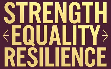 Bold Typographic Design with Empowering Words in Gold on Deep Violet Backdrop - International Women's Day