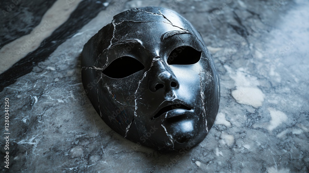 Aufkleber artistic black marble mask on background with unique patterns and textures in low light