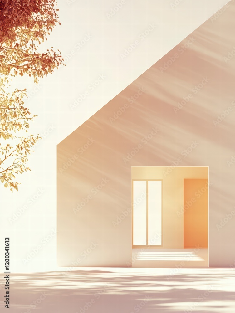 Poster geometric architecture harmony: a minimalist architectural composition featuring clean lines and the