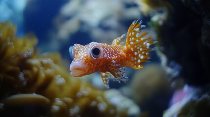Orange Fish with White Spots in a Coral Reef