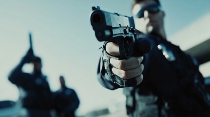 Police arrest during a weapons trafficking bust. Featuring law enforcement and arms control