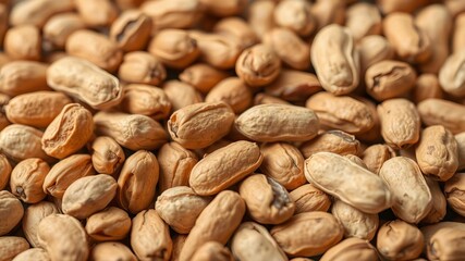 Obraz premium Close-up shot of a textured background filled with peanuts in shells, brown, natural, nuts