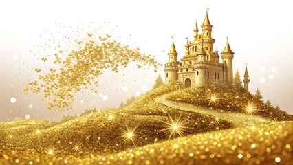Fototapeta premium Golden Glitter Texture with Dense Sparkles and a Shimmering Surface Effect vibrant and dazzling golden glitter texture packed with dense sparkles that catch and reflect light from multiple angles 