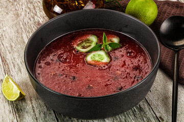 Sweet watermelon gazpacho with cucmber