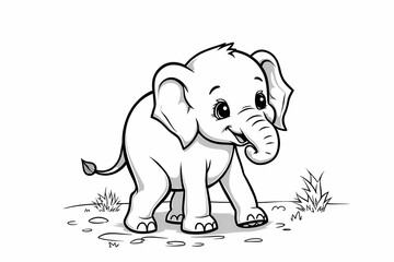 Fototapeta premium Baby Elephant Coloring Pages for Kids – Cute Wildlife Line Art