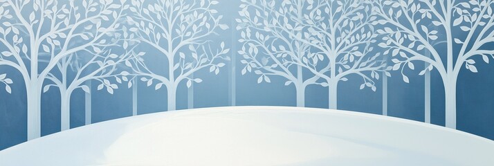 Digital illustration of a snowy landscape. the background is a light blue color with a gradient effect.