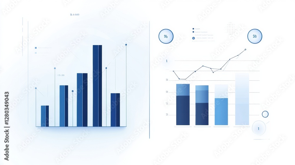 Aufkleber corporate growth illustrated in before and after bar chart showcasing low sales and exponential incr