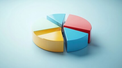 Fototapeta premium Colorful pie chart segments illustrating data representation on a soft blue background