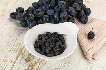 Dry ripe sweet blue raisin