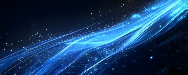 Mesmerizing Blue Glowing Light Lines on Abstract Dark Background for Digital Design