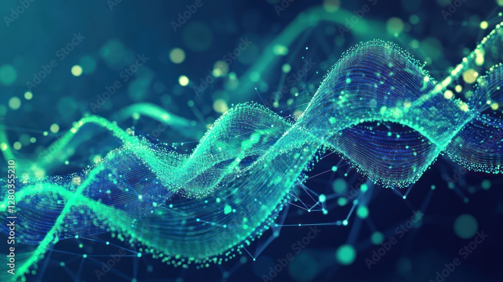 Poster abstract digital wave pattern representing data flow and connectivity in a futuristic environment