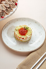 mimosa salad with red caviar