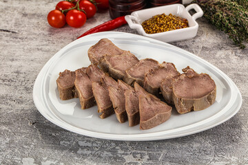 Sliced boiled pork tongue snack