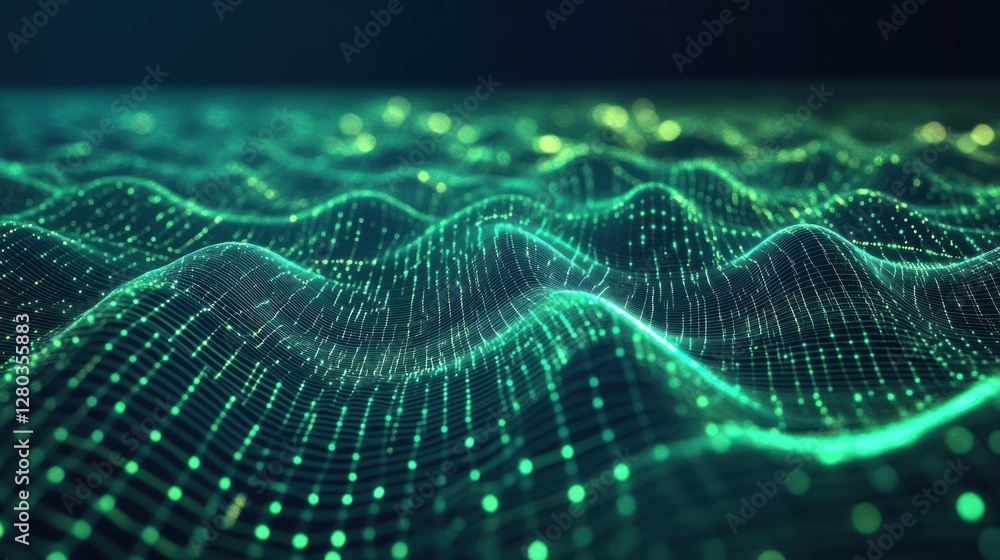 Aufkleber abstract representation of digital waves with glowing particles in a futuristic environment