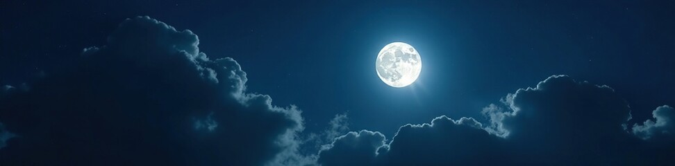 Fototapeta premium black cloud against bright full moon on a clear night, night, heavens