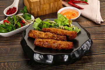 Fried Vietnamese spring roll with special sauce
