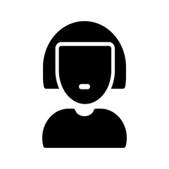Flat solid icon of a woman with short hair, suitable for profile and avatar.