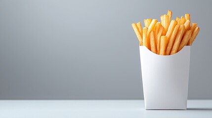 Crispy French Fries in White Paper Container
