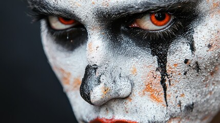 Naklejka premium A personâ€™s outlandish makeup look for a fashion show or event.