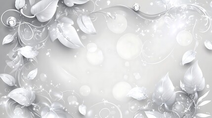Elegant Silver Leaves and Floral Design Background